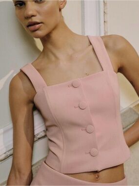 Zara Pink Button-Front Cropped Camisole